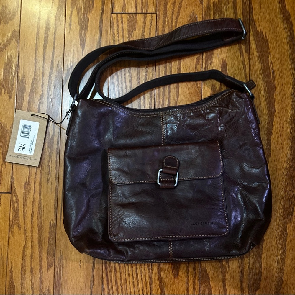 Jack Georges Dark Brown Leather Shoulder Bag